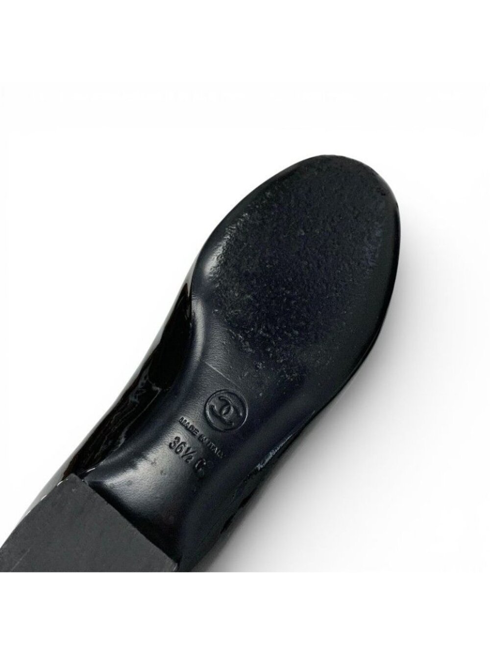 Chanel Loafers Leather Shoes Patent Black Silver CC Logo Pearl Opera Flat - Picture 8 of 10